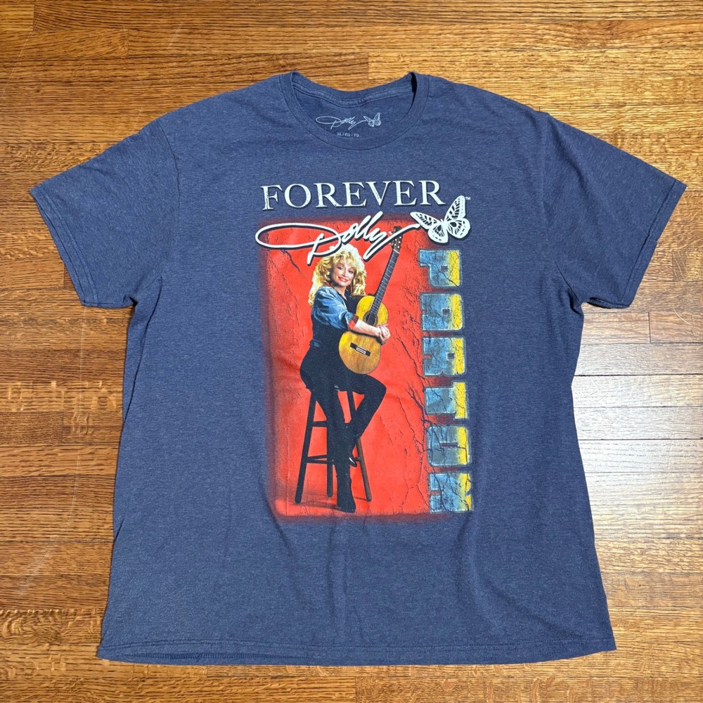 Forever Dolly Parton Graphic T Shirt‎ XL Blue Cotton Blend Concert Tour Tee